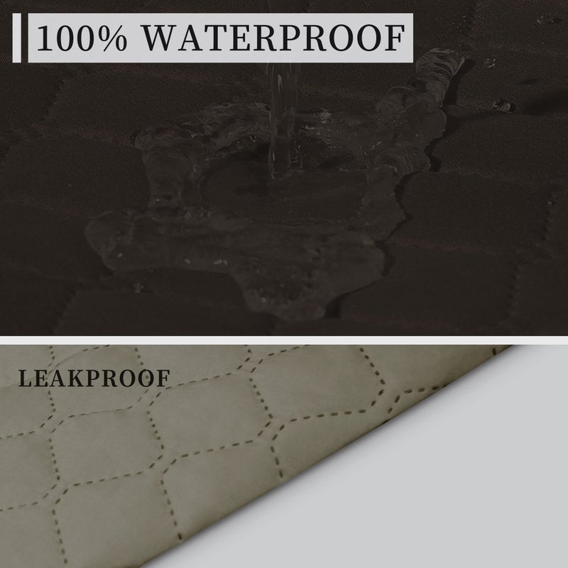 ISSUNTEX Double Protection 100% Waterproof Loveseat Sofa Covers for Living Room  Couch Covers for 2 Cushion Couch Sofa  Reversible Furniture Protector Sofa Cover for Dogs (Loveseat  Chocolate/Beige) - Image 3